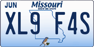 MO license plate XL9F4S