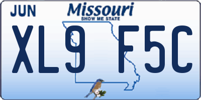 MO license plate XL9F5C