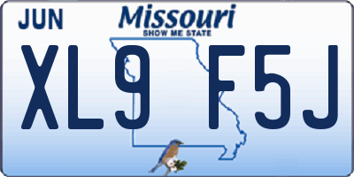 MO license plate XL9F5J