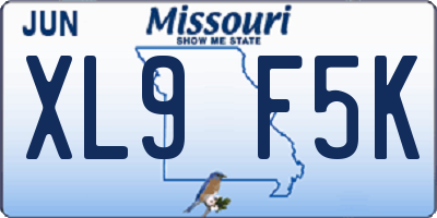 MO license plate XL9F5K