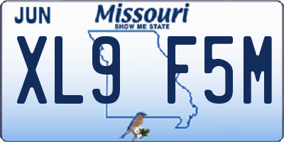 MO license plate XL9F5M