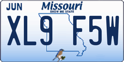 MO license plate XL9F5W