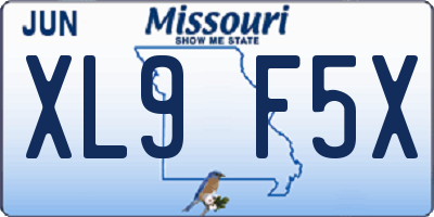 MO license plate XL9F5X