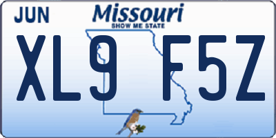 MO license plate XL9F5Z