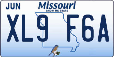 MO license plate XL9F6A