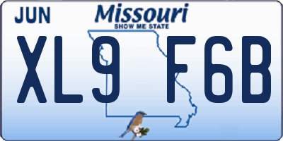 MO license plate XL9F6B