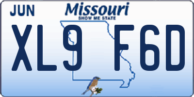 MO license plate XL9F6D