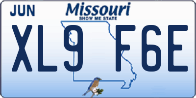 MO license plate XL9F6E