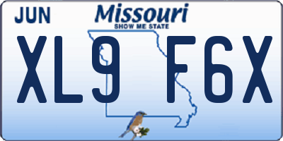 MO license plate XL9F6X