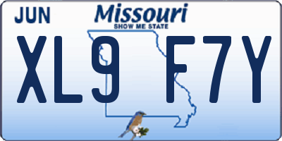 MO license plate XL9F7Y