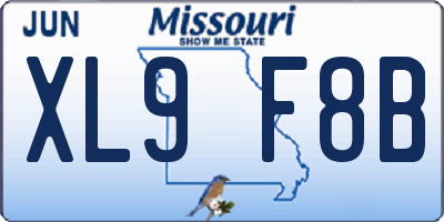 MO license plate XL9F8B