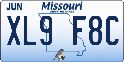 MO license plate XL9F8C