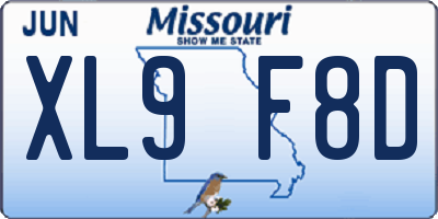 MO license plate XL9F8D