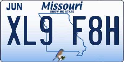 MO license plate XL9F8H