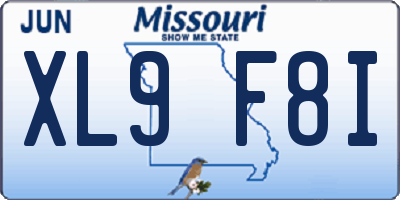 MO license plate XL9F8I
