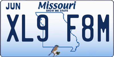 MO license plate XL9F8M