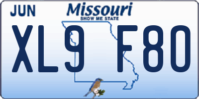 MO license plate XL9F8O