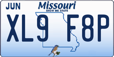 MO license plate XL9F8P