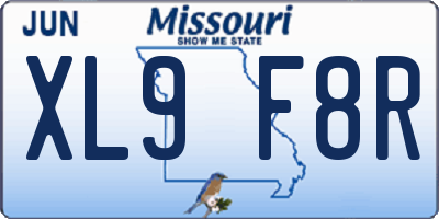 MO license plate XL9F8R