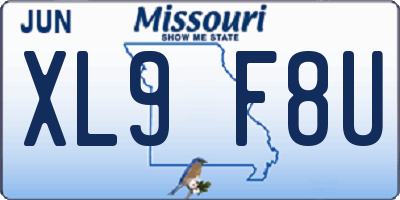 MO license plate XL9F8U