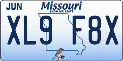 MO license plate XL9F8X