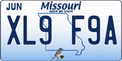 MO license plate XL9F9A