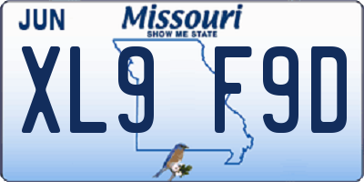 MO license plate XL9F9D