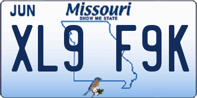 MO license plate XL9F9K