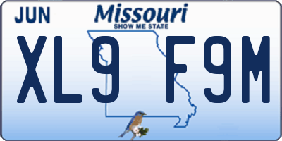 MO license plate XL9F9M