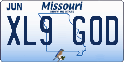 MO license plate XL9G0D