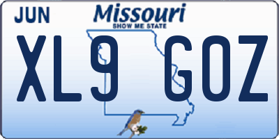 MO license plate XL9G0Z