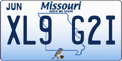 MO license plate XL9G2I