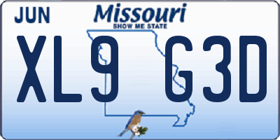 MO license plate XL9G3D