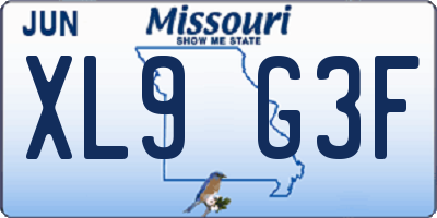MO license plate XL9G3F