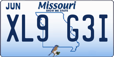 MO license plate XL9G3I