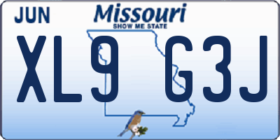 MO license plate XL9G3J