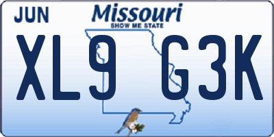 MO license plate XL9G3K