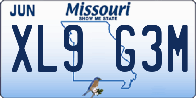 MO license plate XL9G3M