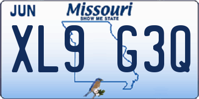 MO license plate XL9G3Q