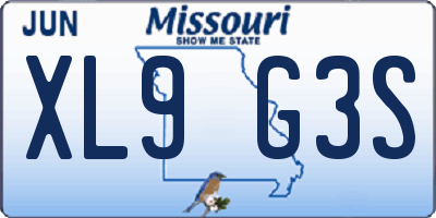 MO license plate XL9G3S