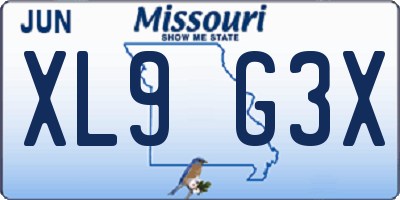 MO license plate XL9G3X