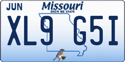 MO license plate XL9G5I
