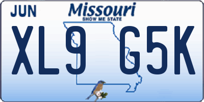 MO license plate XL9G5K