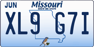 MO license plate XL9G7I