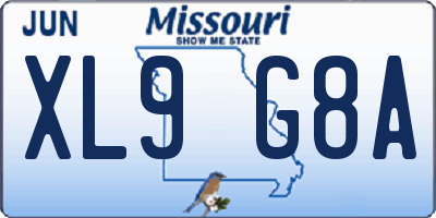 MO license plate XL9G8A