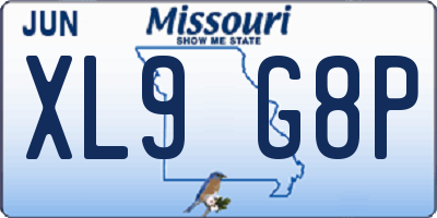MO license plate XL9G8P