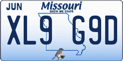 MO license plate XL9G9D