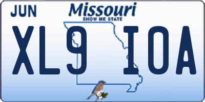 MO license plate XL9I0A