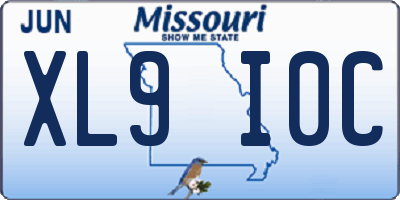 MO license plate XL9I0C