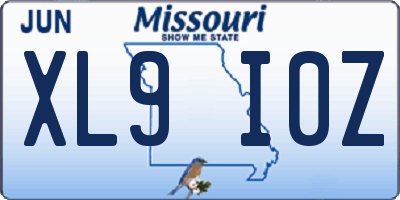 MO license plate XL9I0Z